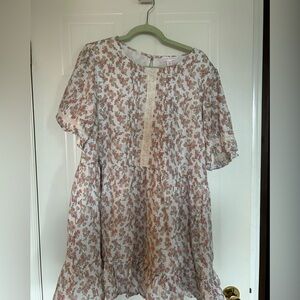 Joe Fresh x Jillian Harris Floral Baby Doll Dress in Cream and Pink